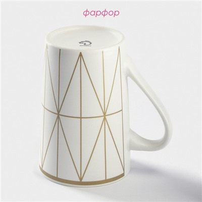 Кружка Доляна White style, 380 мл, фарфор, белая