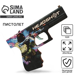 Деревянное оружие, детское сувенирное Headshot, пистолет, 20×13 см