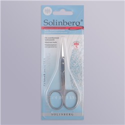Ножницы маникюрные Solinberg, для кутикулы, загнутые, узкие, 10,5 см, на блистере, цвет серебристый, 072
