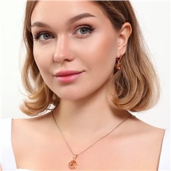 Комплект ювелирная бижутерия коллекция  "Дубай" серьги и кулон, покрытие: позолота, вставка: фианиты, цвет: бежевый, арт.215.433