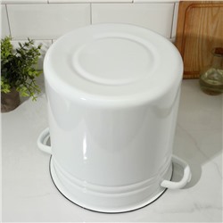 Кастрюля - бак эмалированная, 12 л, d=26 см, цилиндрическая, белая