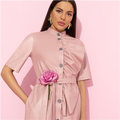 Платье из экокожи, Счастье свободы (peach, с поясом)