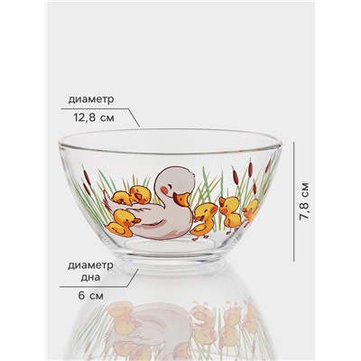 Набор детской посуды «Утята», 3 предмета: кружка, салатник, тарелка, стекло, прозрачный