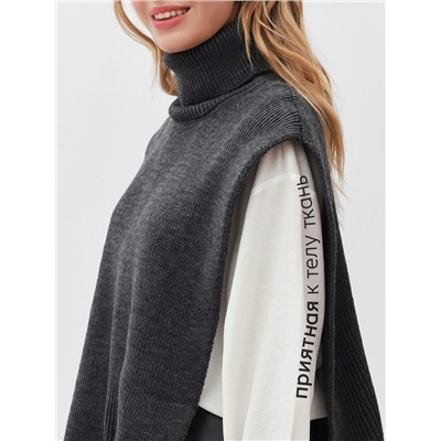 Джемпер - пончо женский MINAKU: Casual collection, светло-серый, размер 46