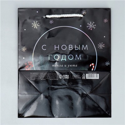Пакет новогодний подарочный голографический «С Новым годом», ML 23×27×11.5 см