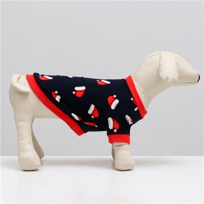 Толстовка для собак «Новогодний колпак», размер L, синяя (ДС 38, ОШ 34, ОГ 48 см)