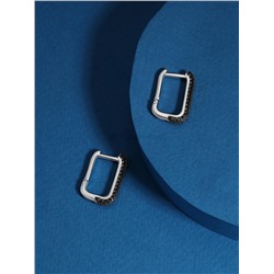 Серьги из серебра с чёрной шпинелью родированные с-7537рч416
