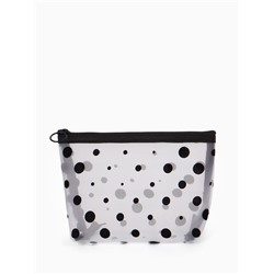Косметичка DOTs, с рисунком, сетка, на молнии, белая