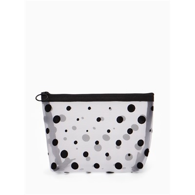 Косметичка DOTs, с рисунком, сетка, на молнии, белая