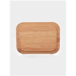 Маслёнка, 17.4×13×6.5 см, с бамбуковой крышкой-подставкой и ножом, стекло, прозрачная