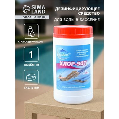 Дезинфицирующее средство Aqualand Хлор-90Т, таблетки 20 г, 1 кг