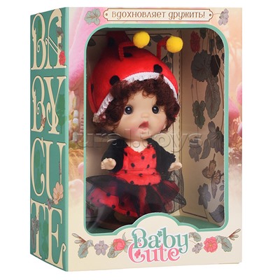 Виниловая кукла Baby Cute Flower с подставкой, 10 см "Божья Коровка"