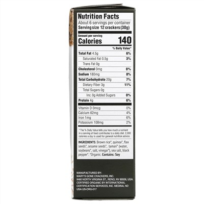 Mary's Gone Crackers, Black Pepper Crackers, 6.5 oz (184 g)