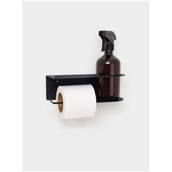 Держатель для туалетной бумаги с полочкой с отверстием для освежителя, чёрный