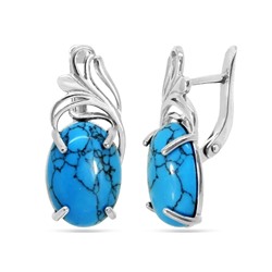 Серьги из серебра бирюза пресс., СПН4050