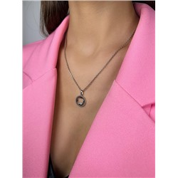 Подвеска из серебра с фианитом родированная - Четырёхлистник, клевер 925 пробы П-2817-Р