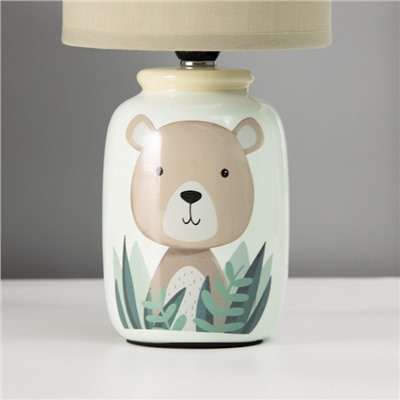 Настольная лампа с абажуром RISALUX «Мишка» детская, Е14, 40 Вт, зелёный, 13×13×27 см