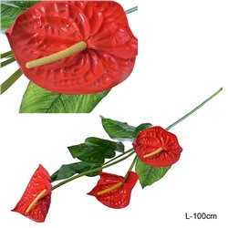 Цветок искусственный Антуриум 3 цветка / W330-4 /уп 90/180/