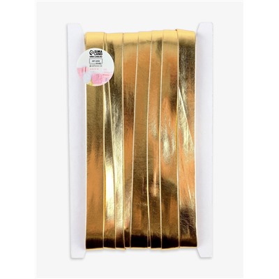 Косая бейка, кожзам, 15 мм, 10±1 м, цвет золотой