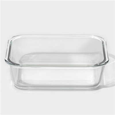 Контейнер для еды из жаропрочного стекла Доляна «Клик», 620 мл, 18×14×6.5 см, с крышкой
