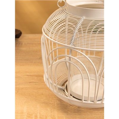 Подсвечник фонарь со стеклянной колбой, 19×19×19.5 см, d=8.5 см, металл, белый