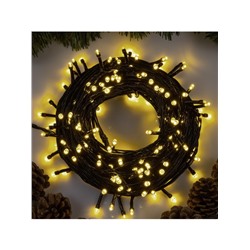 УЦЕНКА Гирлянда «Нить» 20 м, IP20, тёмная нить, 200 LED, свечение тёплое белое, 8 режимов, 220 В