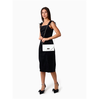 УЦЕНКА Сумка жен 24×4.5×11 см, отд на клапане, дл ремень цепь, белый