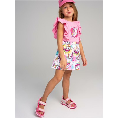 Комплект трикотажный для девочек: фуфайка (футболка), шорты