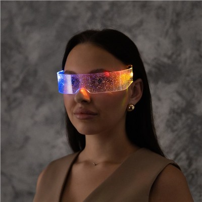 Светодиодные очки «Сияние», 14.5×4.5×18 см, батарейки CR2032×2 (в комплекте), 3 режима, свечение RGB
