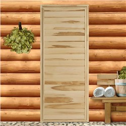 Дверь для бани и сауны «Эконом», 170×70 см, деревянная, усиленная, «Добропаровъ»