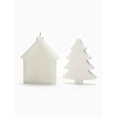 Подарочный набор новогодний: фигурное мыло ёлка и фигурная свеча дом, URAL LAB