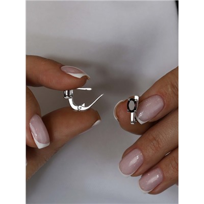 Серьги из серебра с гранатом родированные 925 пробы С-0103-52-08