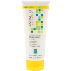 Andalou Naturals, Гель для укладки волос, бриллиантовое сияние, средняя фиксация, подсолнечник и цитрус, 200 мл