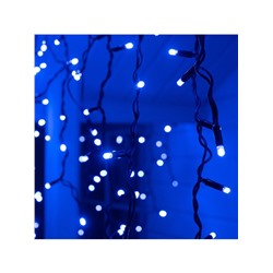 Гирлянда «Бахрома» 3×0.9 м, IP65, УМС, тёмная нить каучук, 144 LED, свечение синее, 220 В