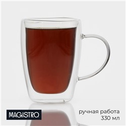 Кружка с двойными стенками «Дуо», 330 мл, 12×8.5×11.5 см, стекло