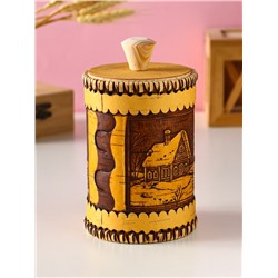 Туес шитый «Домики», банка для хранения, береста