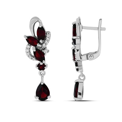 Серьги из серебра гранат, Виттория