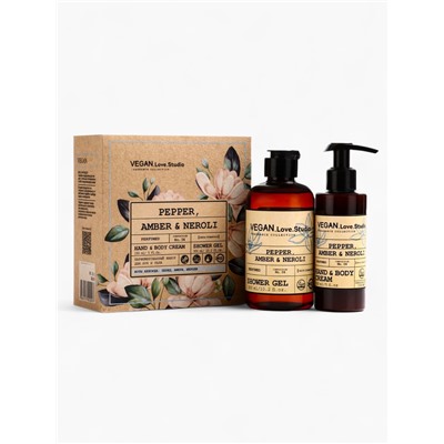Подарочный набор женский VEGAN.Love.Studio, гель для душа, крем-лосьон, парфюмированный, перец, амбра, нероли
