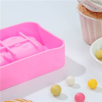 Форма для мороженого Доляна «Мишутка», силикон, 14×8×2.5 см, цвет розовый