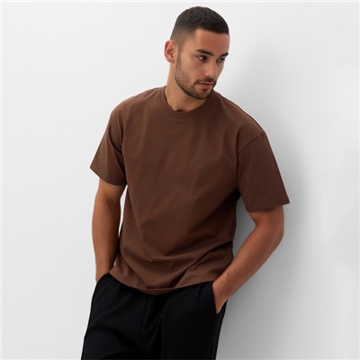 Футболка мужская MINAKU, коричневая, размер 46-48