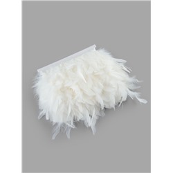 Перья индюка декоративные, на ленте, 13-17 см, 5±0.5 м, белые