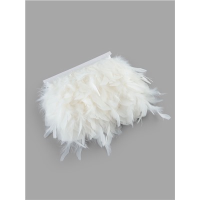 Перья индюка декоративные, на ленте, 13-17 см, 5±0.5 м, белые