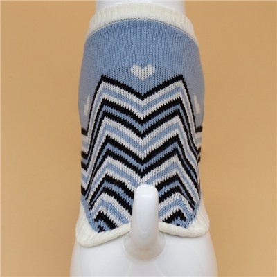 Свитер для животных «Волна», размер 2XL, ДС 34, ОШ 34, ОГ 32-51 см, голубой