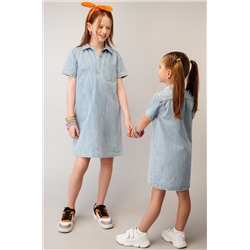 Джинсовое платье с коротким рукавом для девочки Happyfox