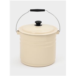 УЦЕНКА Ведро эмалированное, 10 л, без декора, с крышкой и ручкой, слоновое