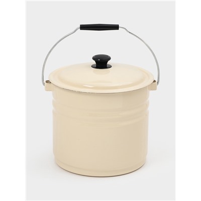 УЦЕНКА Ведро эмалированное, 10 л, без декора, с крышкой и ручкой, слоновое