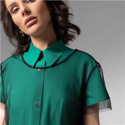 Платье-рубашка с накидкой из сетки, Стильное самообладание (2 в 1)