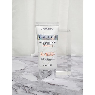 ENOUGH - КРЕМ ДЛЯ ЛИЦА СОЛНЦЕЗАЩИТНЫЙ С МОРСКИМ КОЛЛАГЕНОМ COLLAGEN 3 IN 1 WHITENING MOISTURE SUN СREAM SPF50 PA+++, 50 МЛ