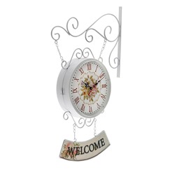 Часы настенные двусторонние, на подвесе WELCOME, d=23 см, 47×31 см, 2хАА, белые