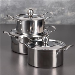 УЦЕНКА Набор кастрюль «Классик» 3 шт.: 1 л (d=16 см), 1.5 л (d=18 см), 2 л (d=20 см)